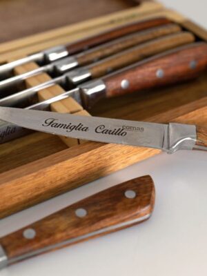 Cofanetto in Legno con 6 Coltelli Da Bistecca Personalizzabili