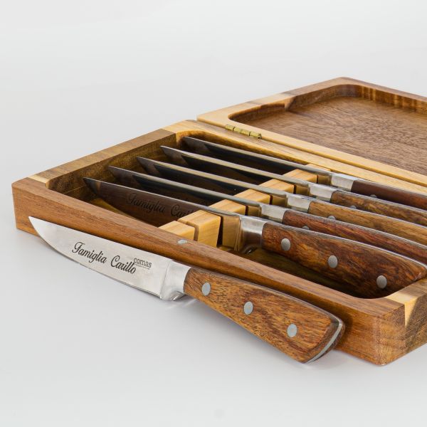 Cofanetto in Legno con 6 Coltelli Da Bistecca Personalizzabili